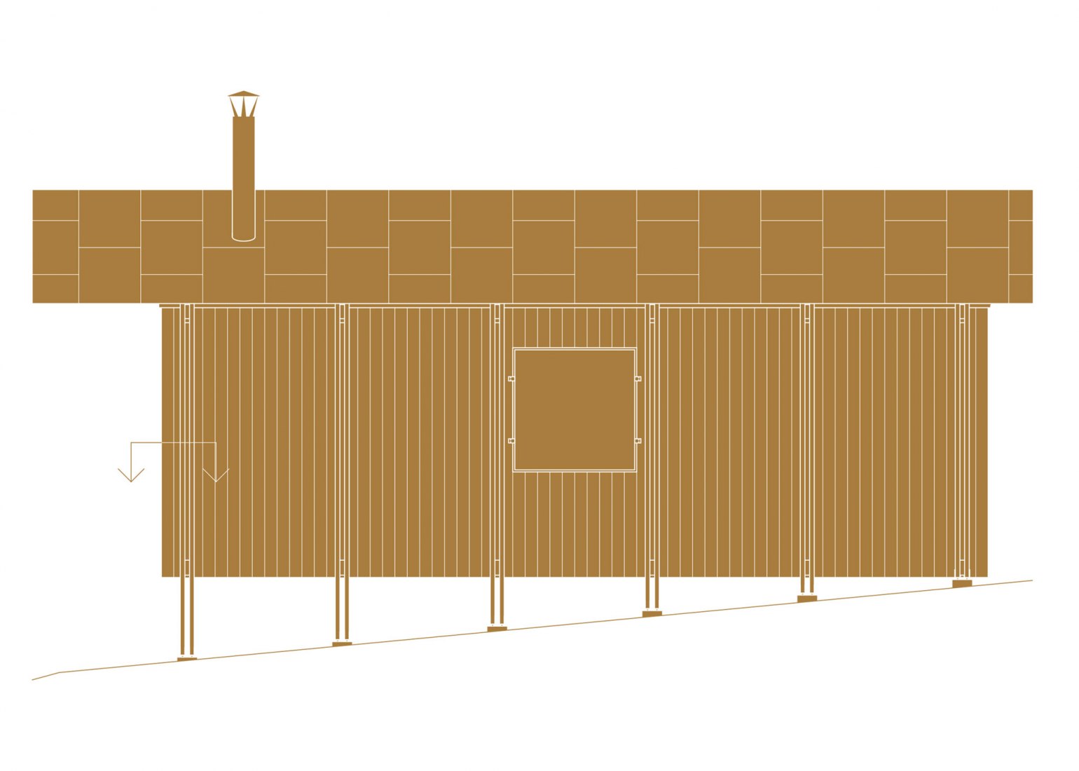Alzado. Sauna, Smådalarö por Metropolis Arkitekter. 