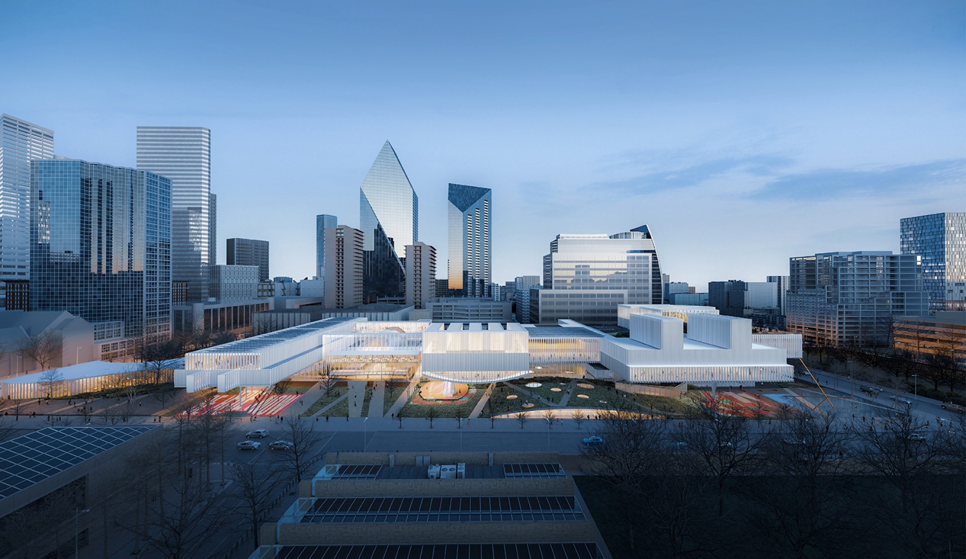 North Harwood Street View. Rendering by Michael Maltzan Architecture.