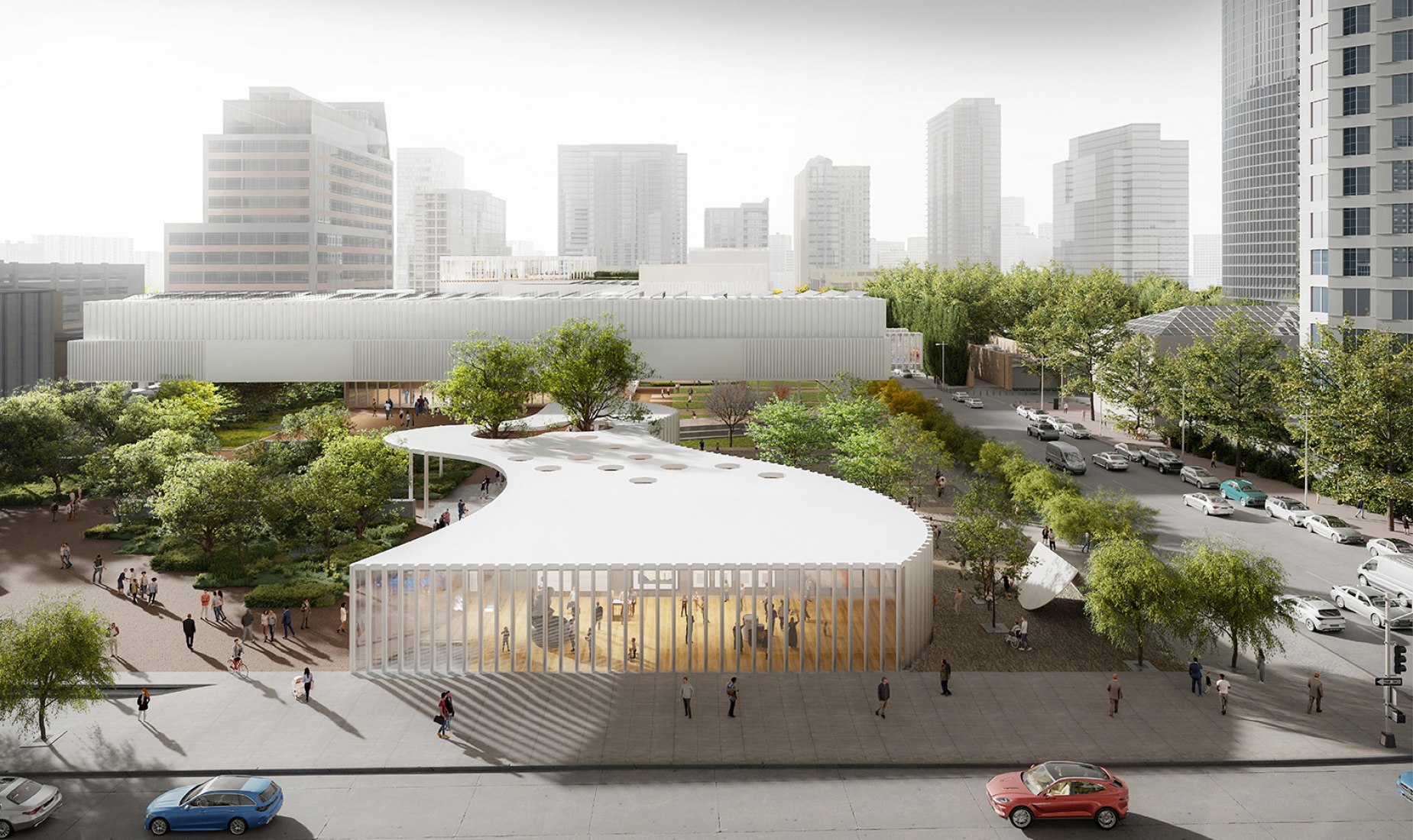 Ross Avenue View. Rendering by Michael Maltzan Architecture.