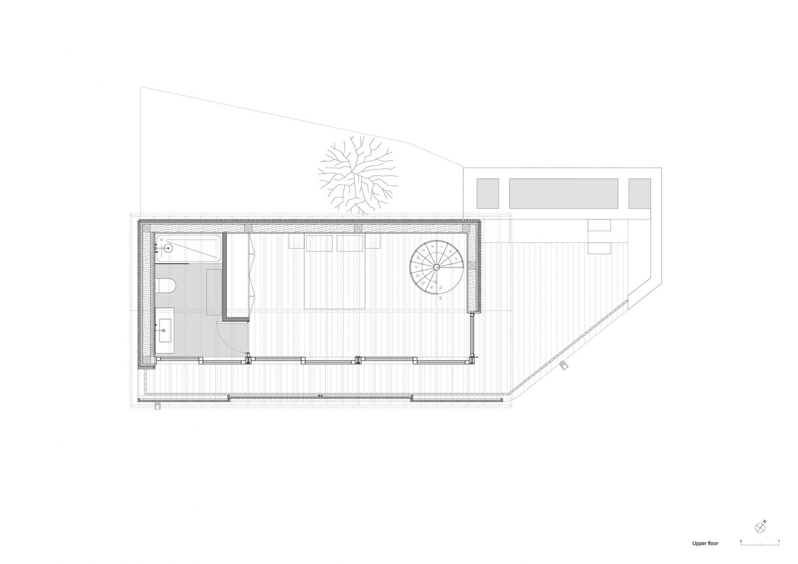 Plano de planta alta. Casa del Granero por Marta Brandão & Mimahousing.