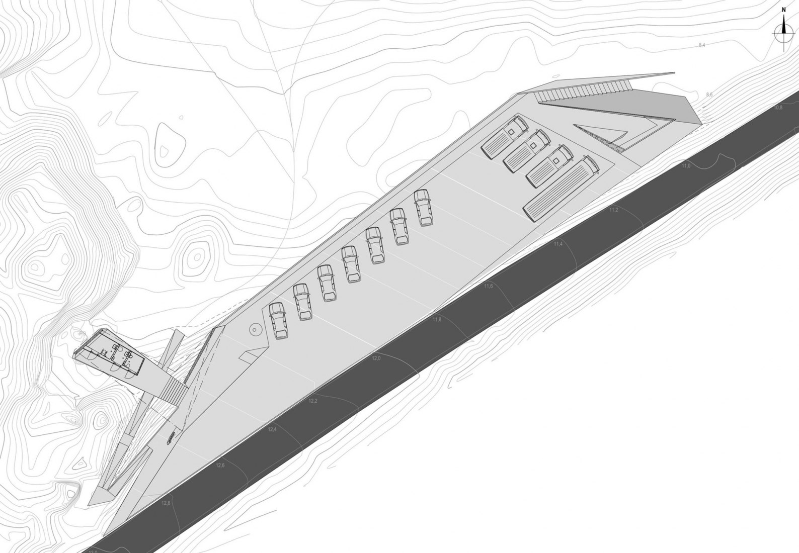 Plan parking and service. Bukkekjerka by MORFEUS arkitekter.