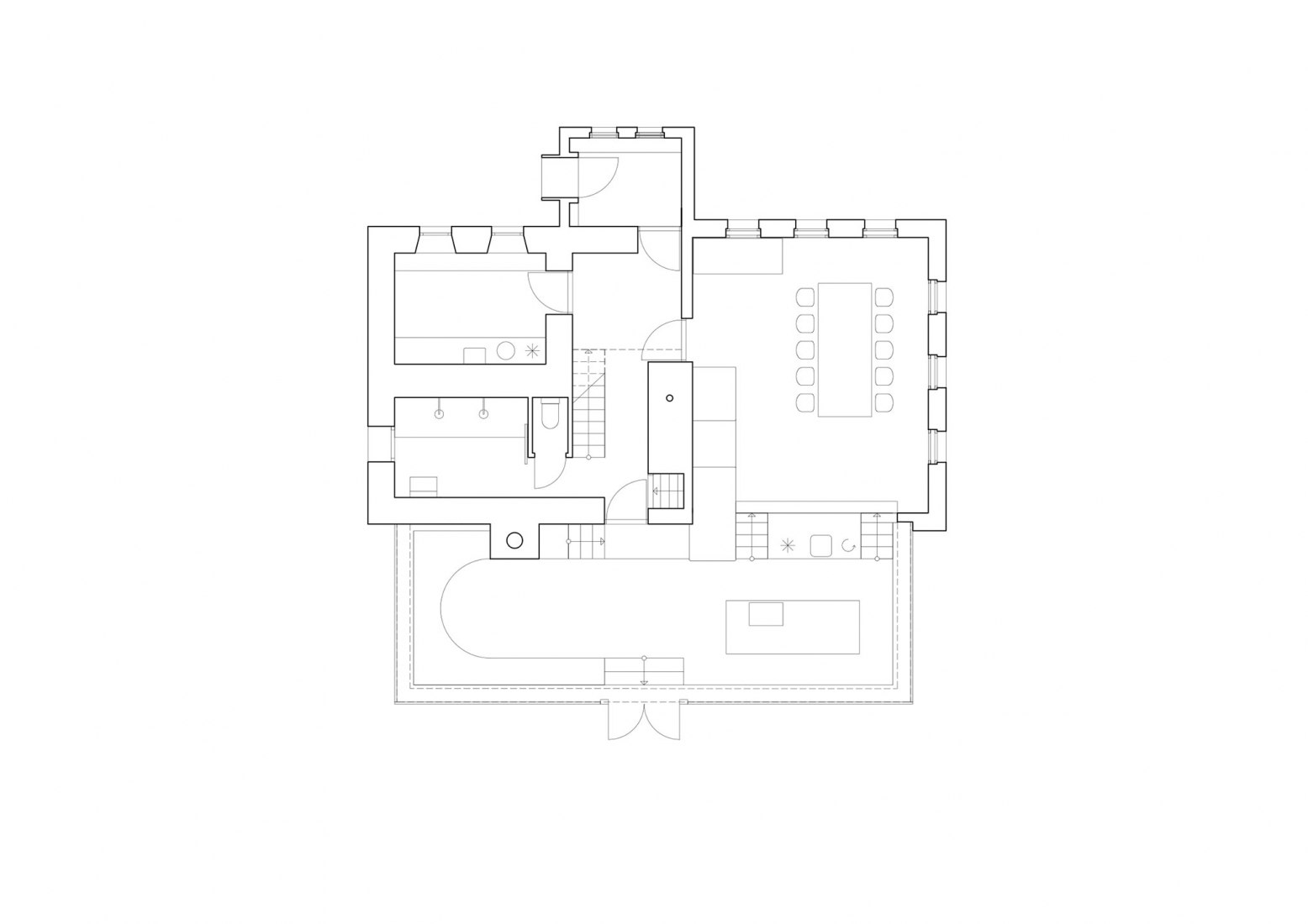 Ground floor plan. The Glass Cabin by Mjölk architekti.