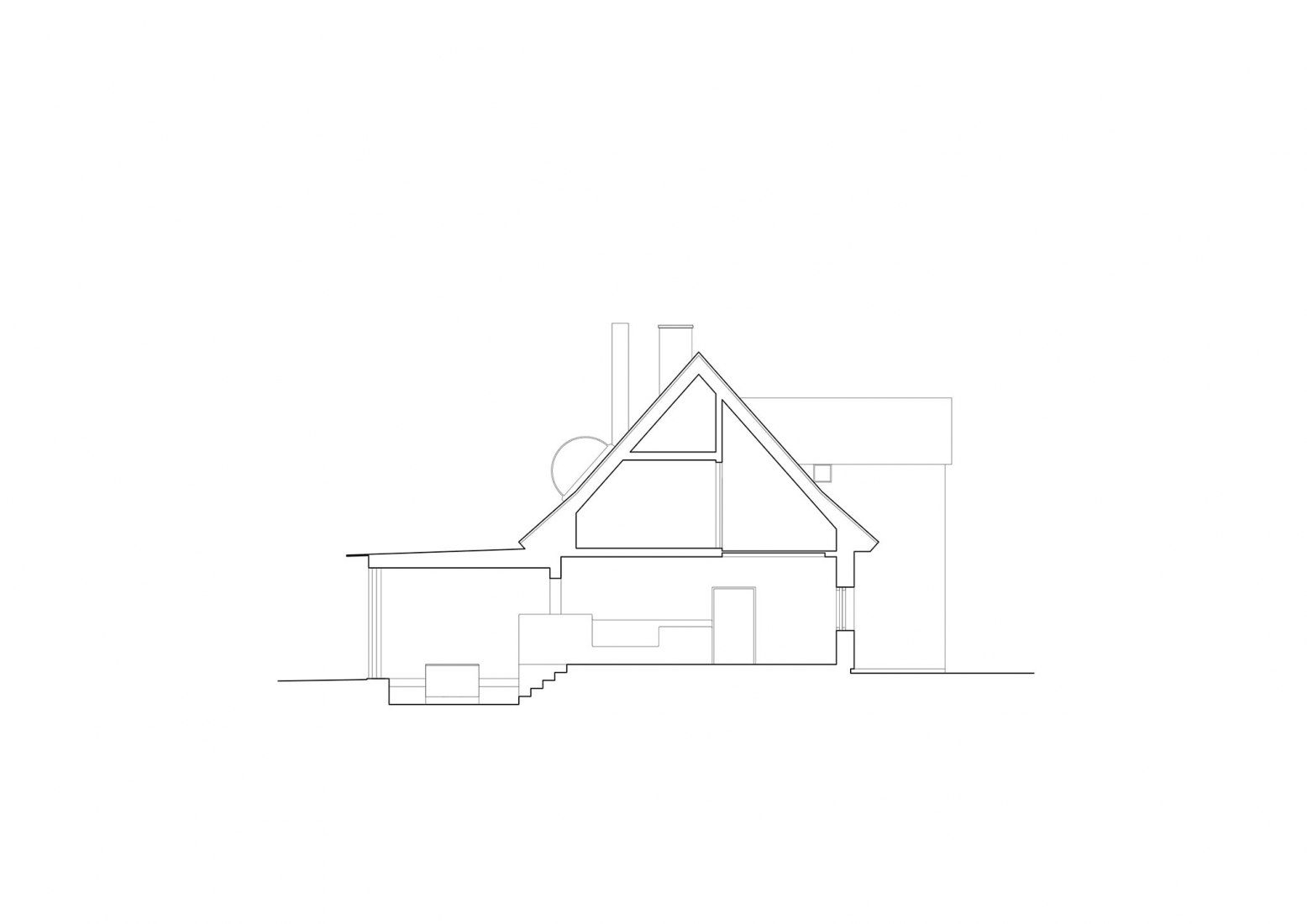 Section. The Glass Cabin by Mjölk architekti.