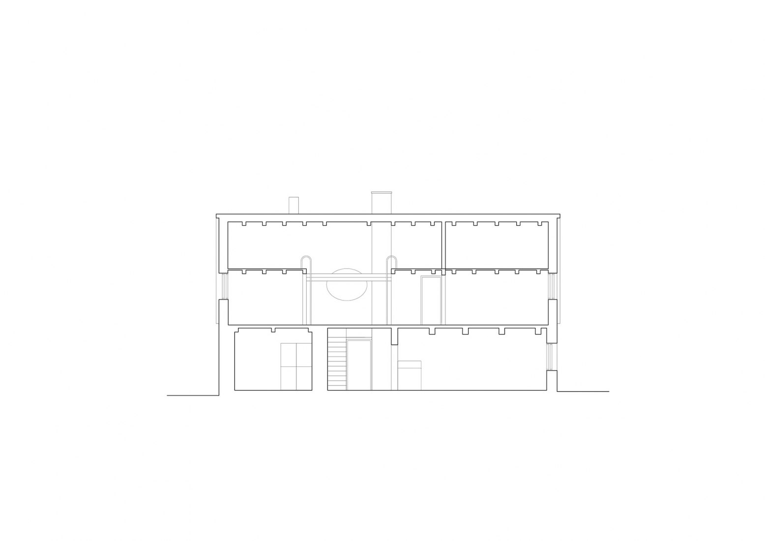 Section. The Glass Cabin by Mjölk architekti.