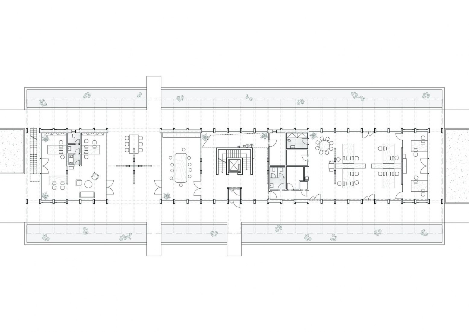 Ground floor plan. Kloboucká lesní Headquarters by Mjölk architekti.