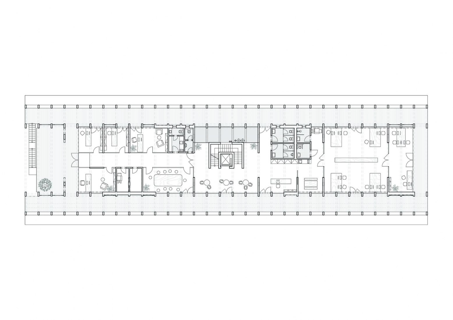 First floor plan. Kloboucká lesní Headquarters by Mjölk architekti.
