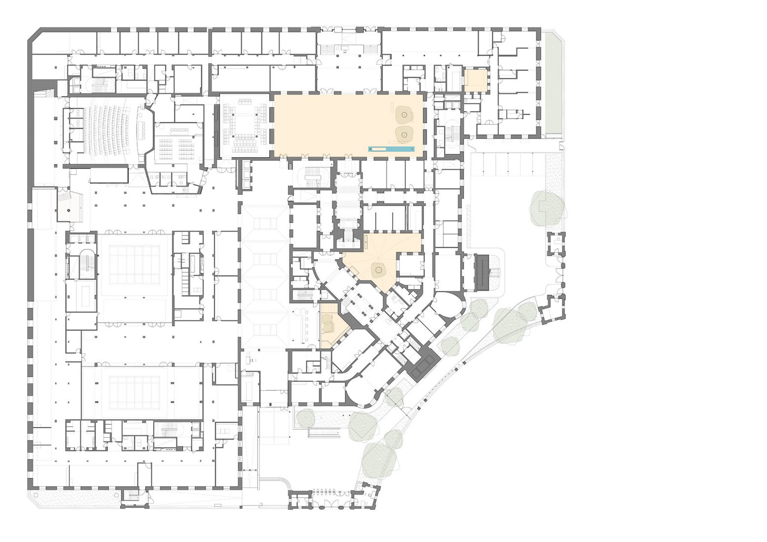 Planta baja - estado reformado. Nueva Sede del Ministerio de Asuntos Exteriores por MMN arquitectos. 
