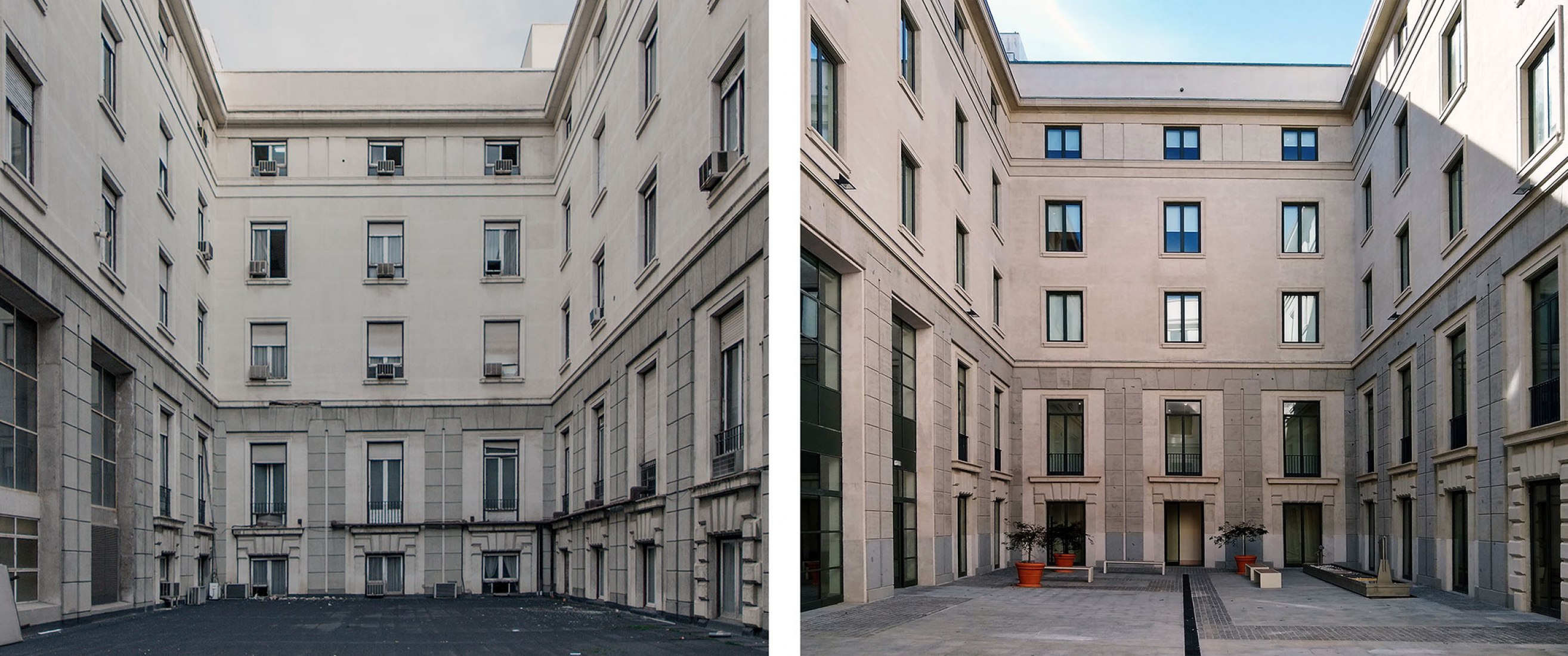 Comparativa de estado previo y estado reformado. Nueva Sede del Ministerio de Asuntos Exteriores por MMN arquitectos. 