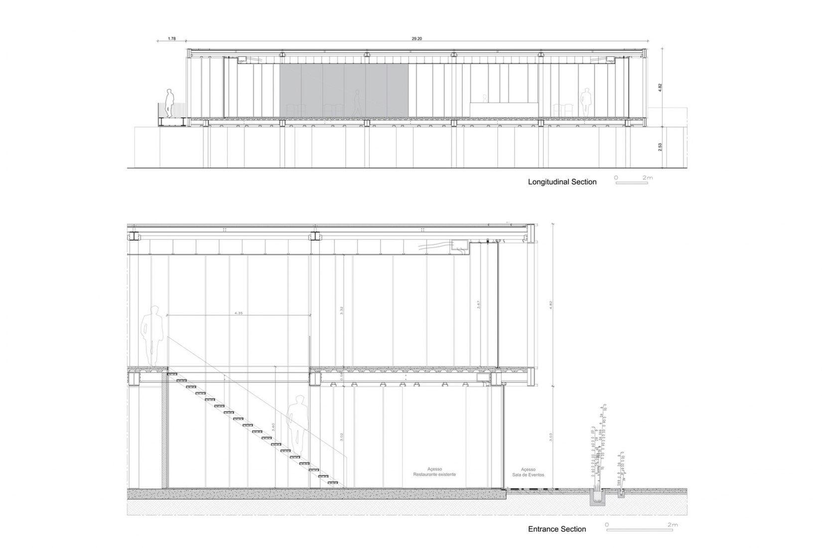 Secciones constructiva detalle. Centro Cultural Suspended Matter Box por MMV Arquitectos.