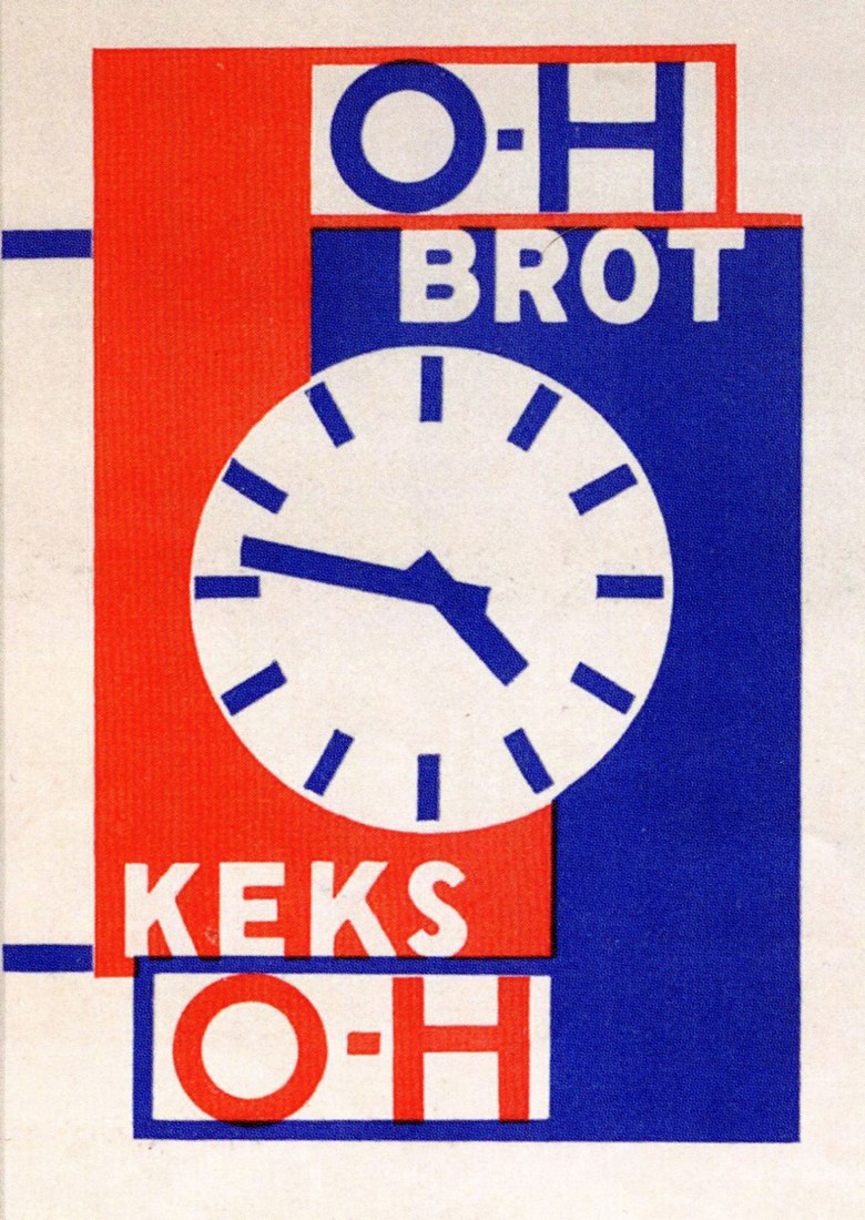Entwurf zu einer Reklameuhr für die Großbäckerei Ost Hafen, Elektrozeit AG. Fotografía © Museum Angewandte Kunst