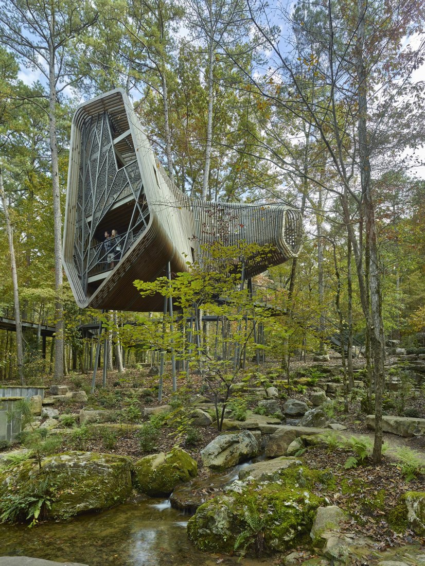 La Casa del Árbol Evans en el Bosque de los Jardines de Garvan por modus studio y la Universidad de Arkansas. Fotografía por Timothy Hursley.