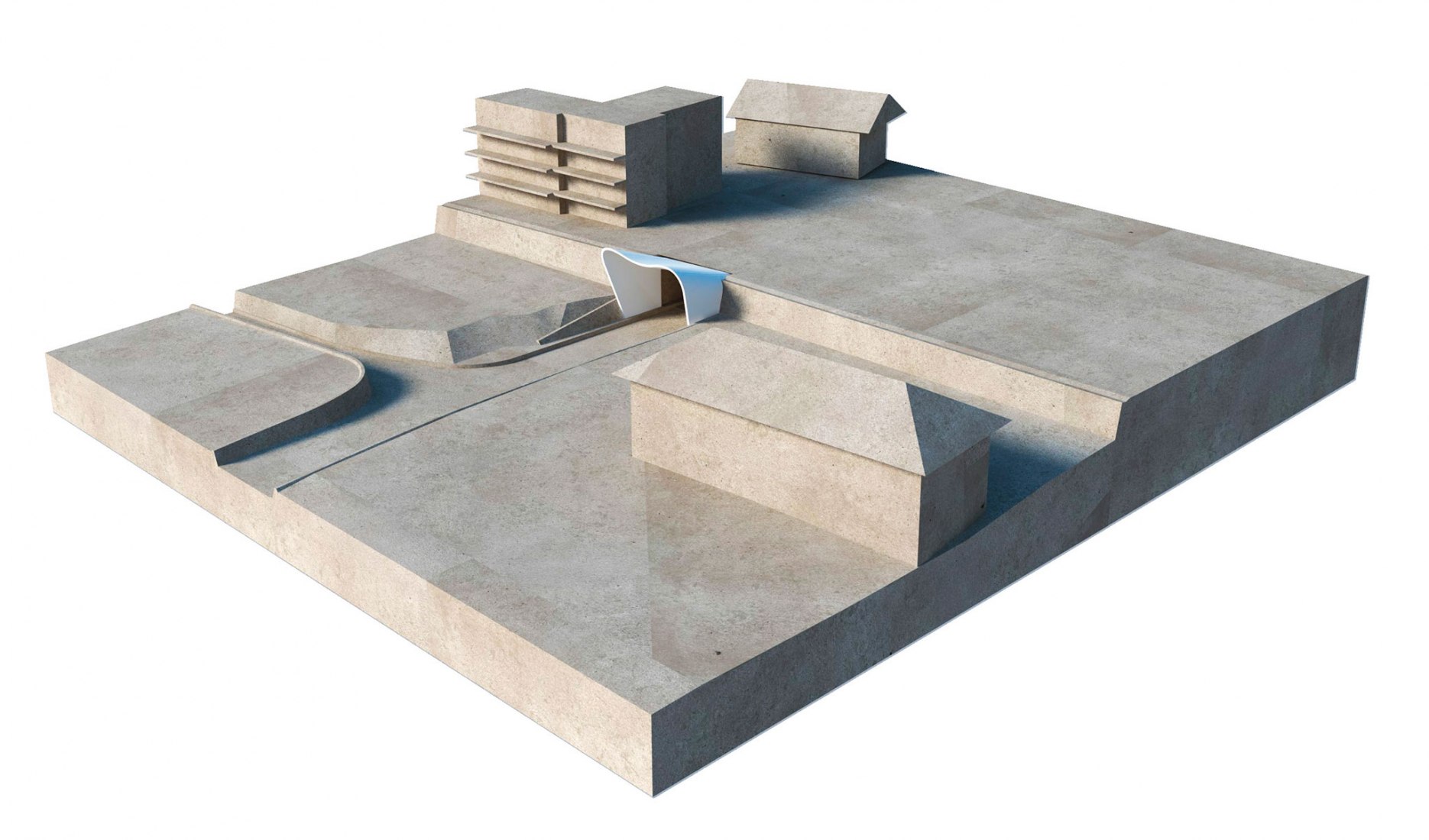 Maqueta. Unión central de la carretera de circunvalación Bressanone-Varna por MoDusArchitects