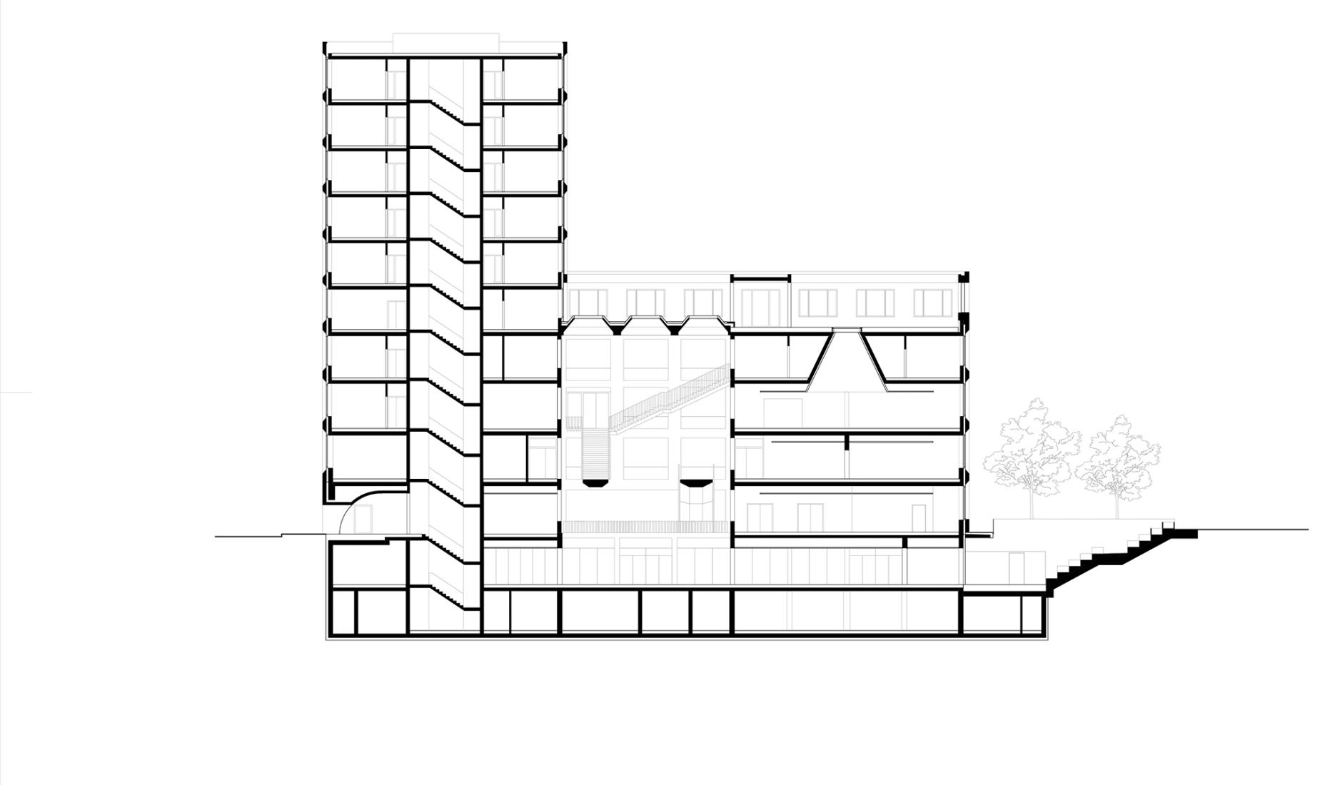 Section Plan. Ágnes Heller House by mohr niklas architekten.