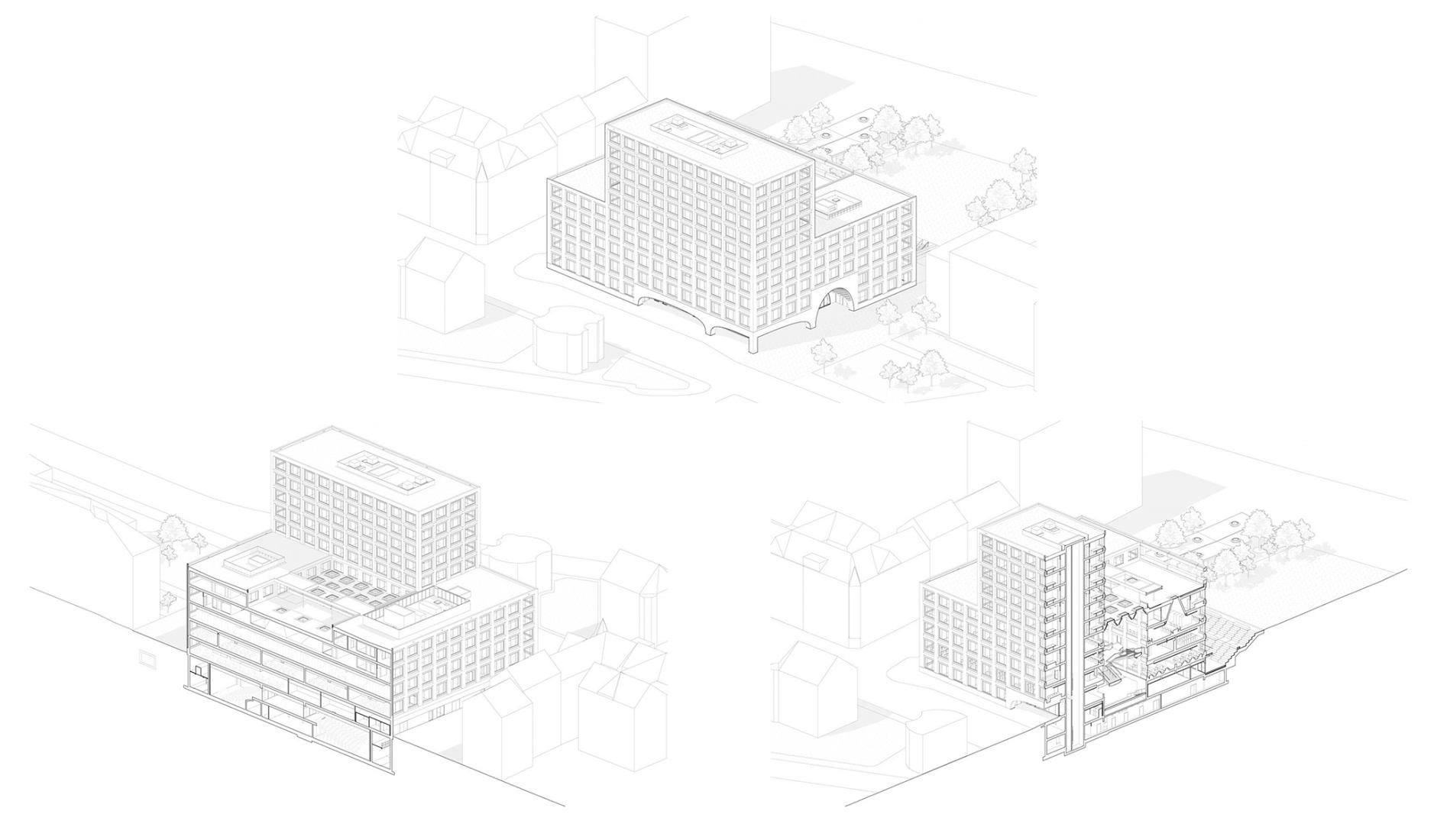 Axonometric Plan. Ágnes Heller House by mohr niklas architekten.