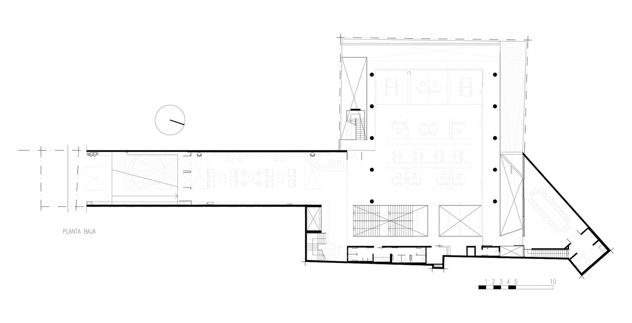 Ground floor plan. New College of Architects of Córdoba headquarters by Adolfo Mondejar, Pablo Mondejar, Dolores Gómez Macedo Arquitectos.