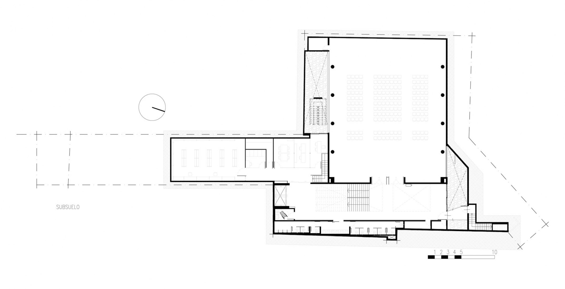 Basement floor plan. New College of Architects of Córdoba headquarters by Adolfo Mondejar, Pablo Mondejar, Dolores Gómez Macedo Arquitectos.