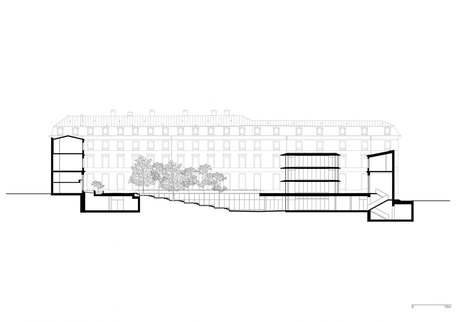 Section. Sciences Po by Moreau Kusunoki Architectes.