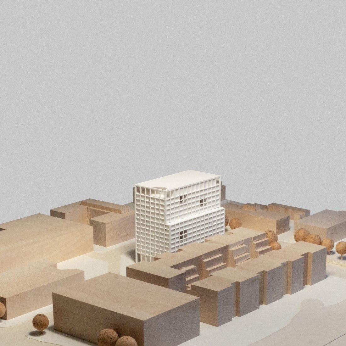 Model. Mixed-use hotel, retail and office building in Munich by Morris+Company and Kirchberger & Wiegner Rohde.