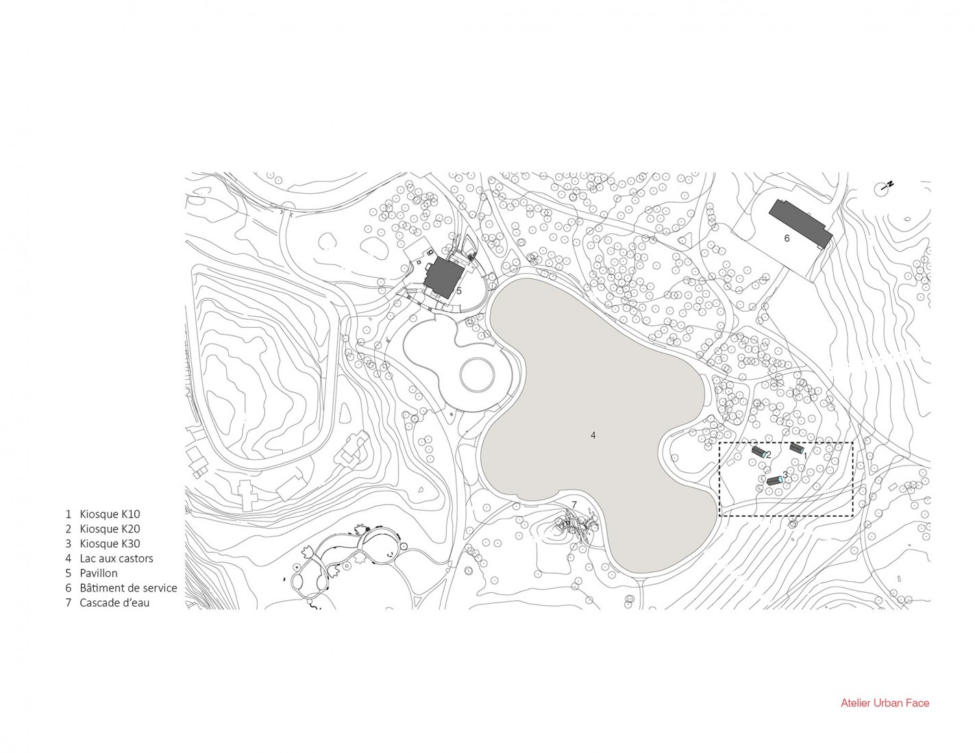 Plano de situación. Kioscos de Mount-Royal por Atelier Urban Face.