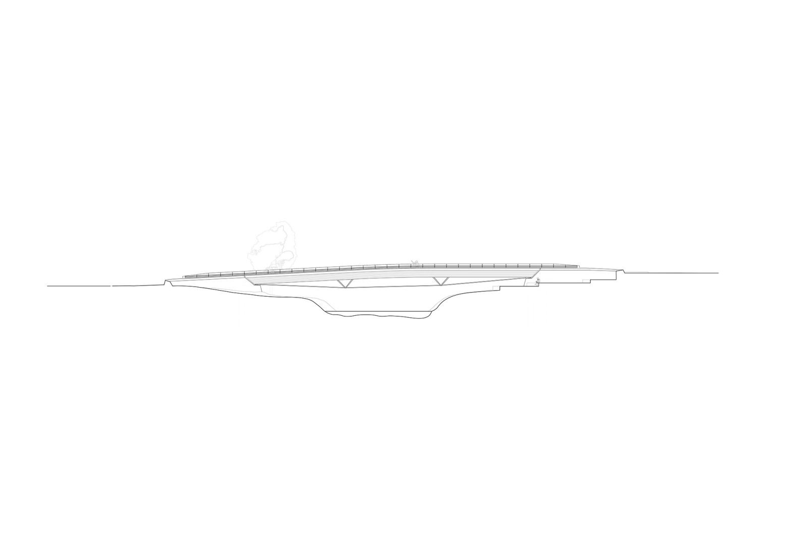 North bridge elevation. Culture Bridges, Lilleakerbyen, Oslo by Moxon Architects.