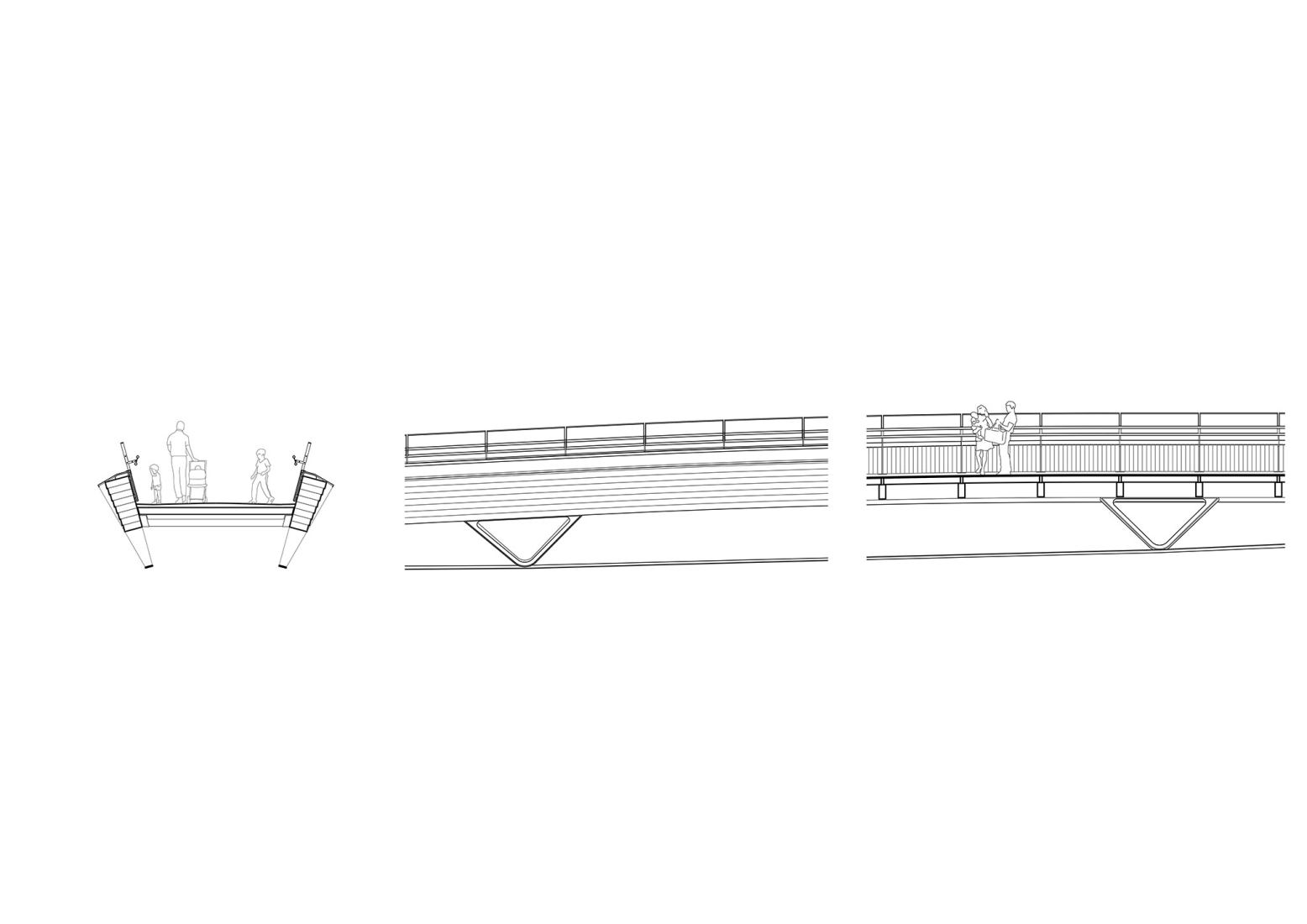 North bridge sections. Culture Bridges, Lilleakerbyen, Oslo by Moxon Architects.