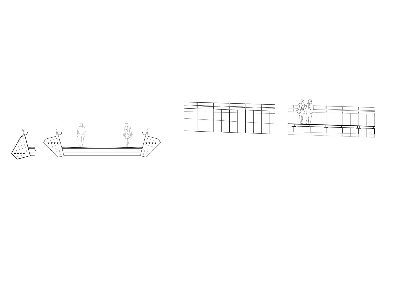 South bridge sections. Culture Bridges, Lilleakerbyen, Oslo by Moxon Architects.