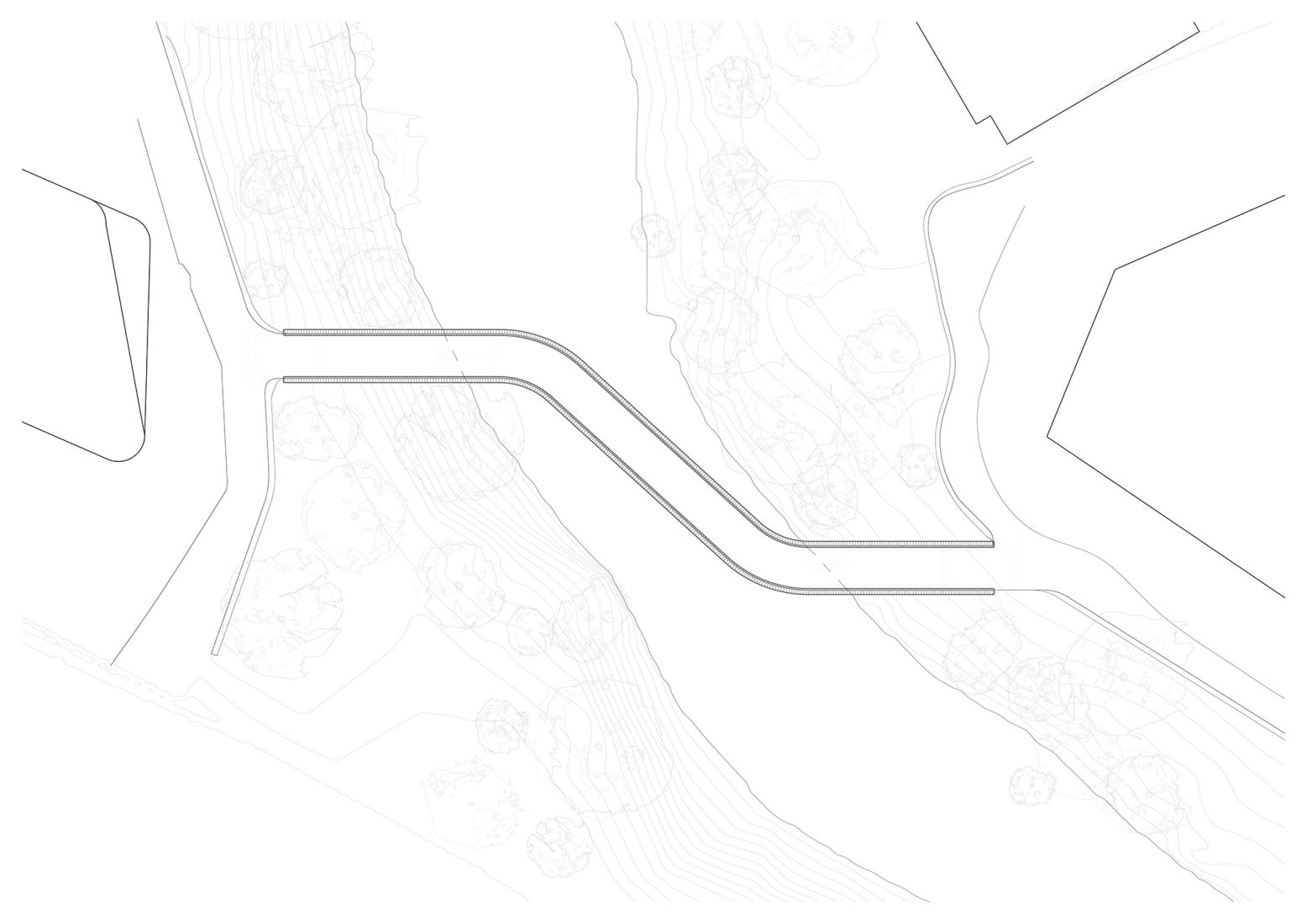 Sykkelbroen site plan. Culture Bridges, Lilleakerbyen, Oslo by Moxon Architects.