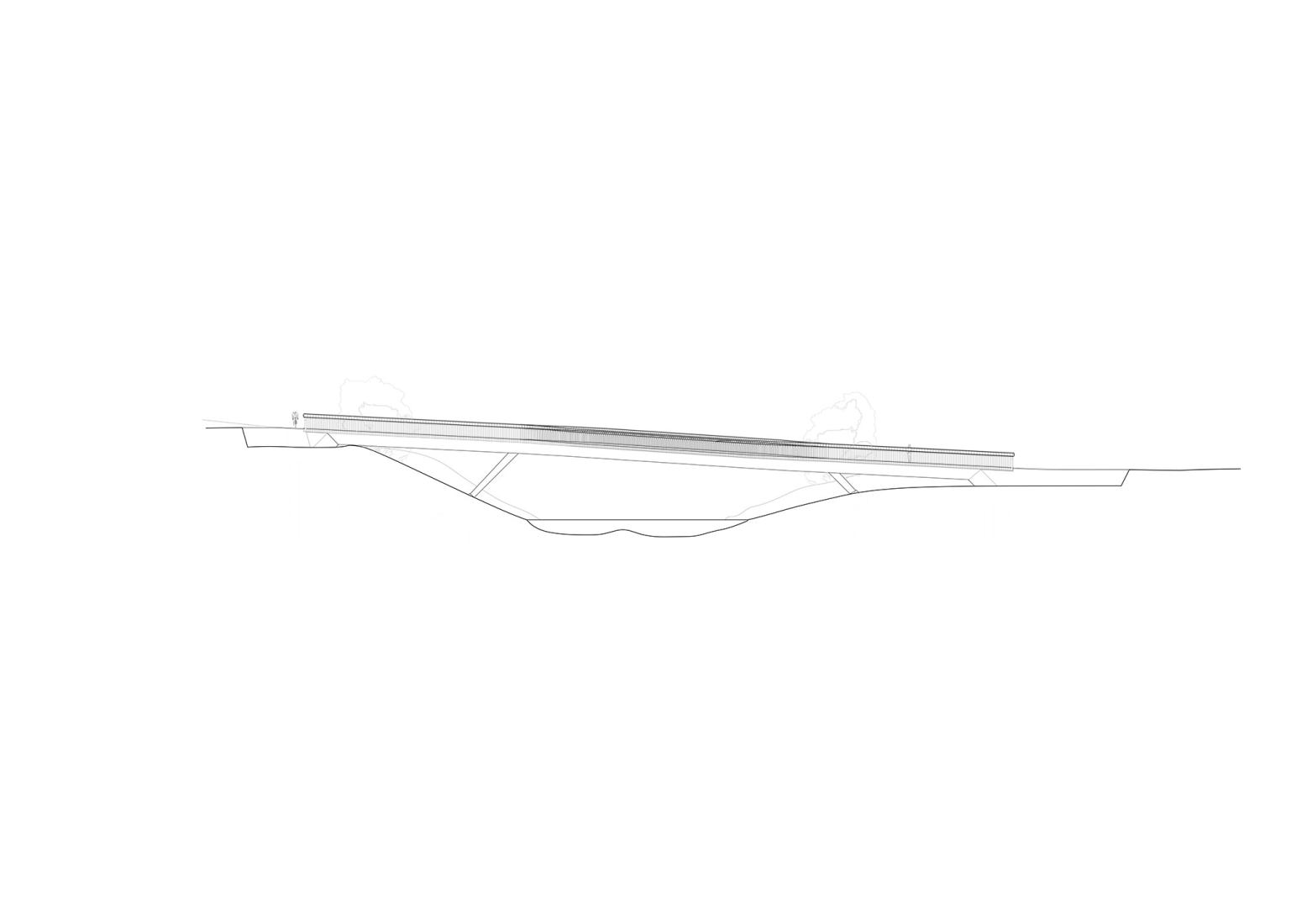 Sykkelbroen bridge elevation. Culture Bridges, Lilleakerbyen, Oslo by Moxon Architects.