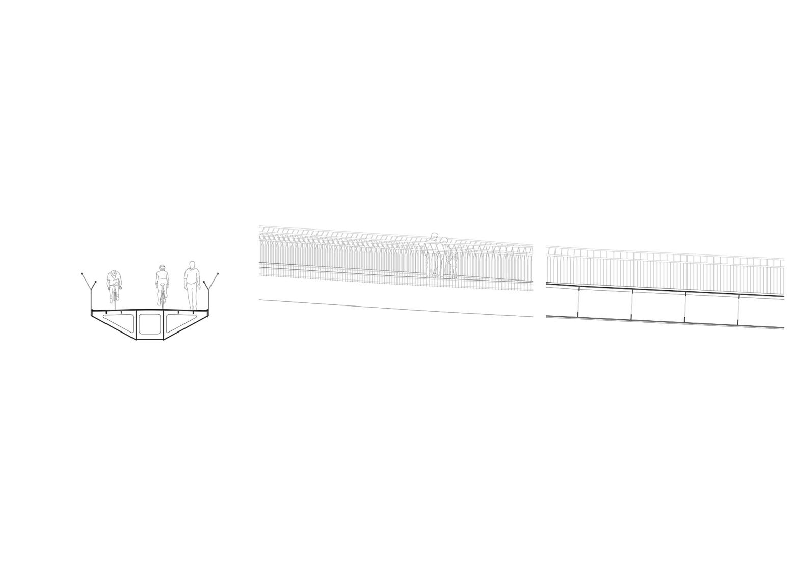 Sykkelbroen bridge sections. Culture Bridges, Lilleakerbyen, Oslo by Moxon Architects.