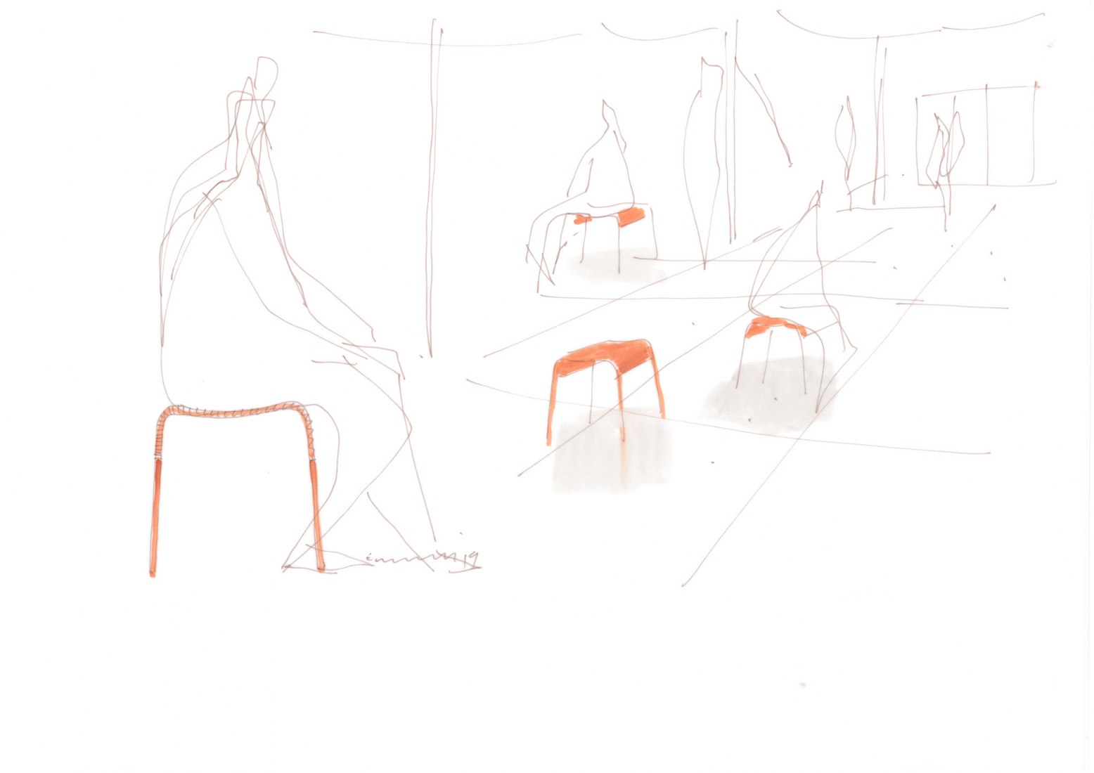 Croquis. Taburete MP por Chris Connell en colaboración con grazia&co.