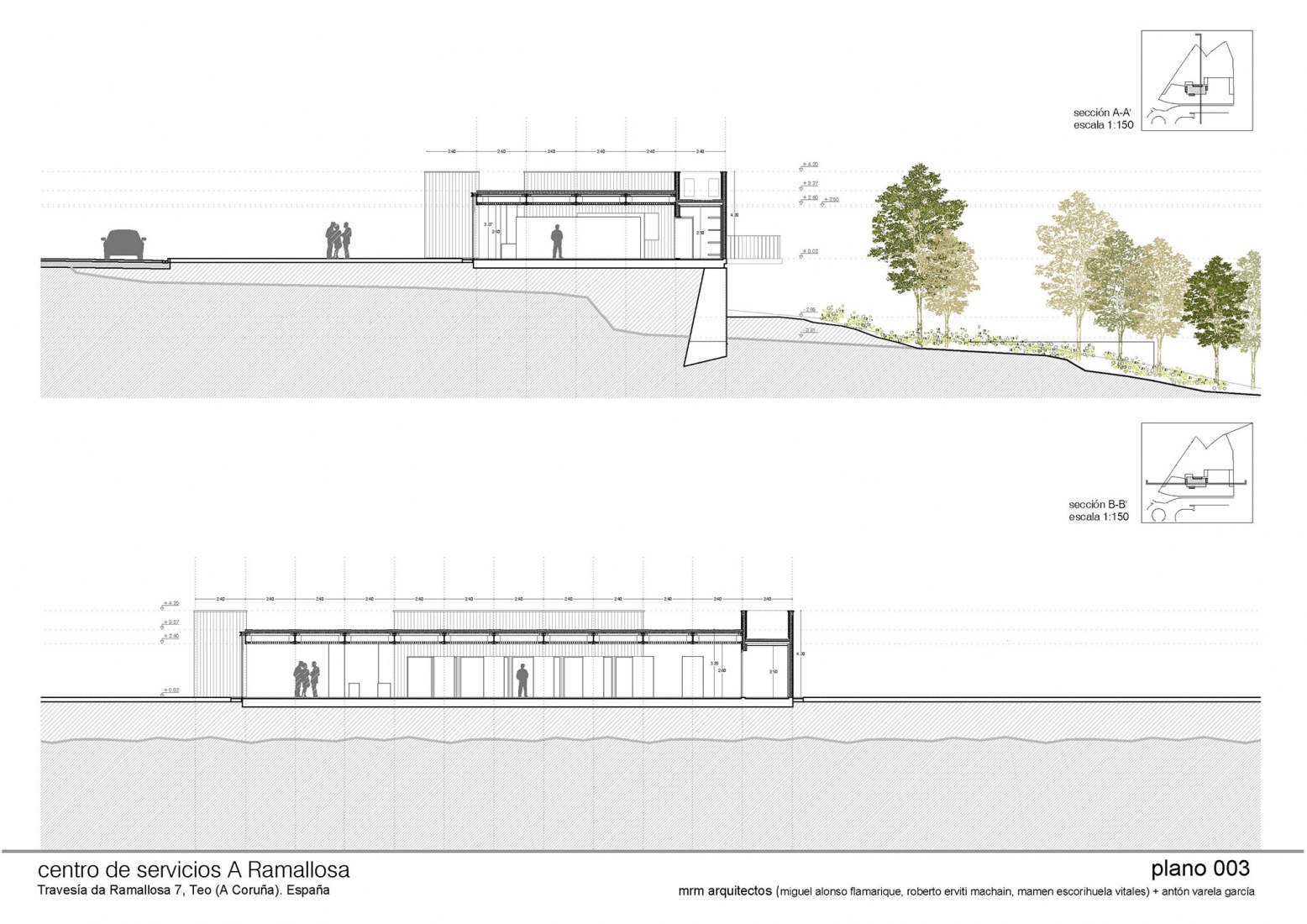 Section A-A' and B-B'. "A Ramallosa" Service Center by MRM arquitectos + AVG.