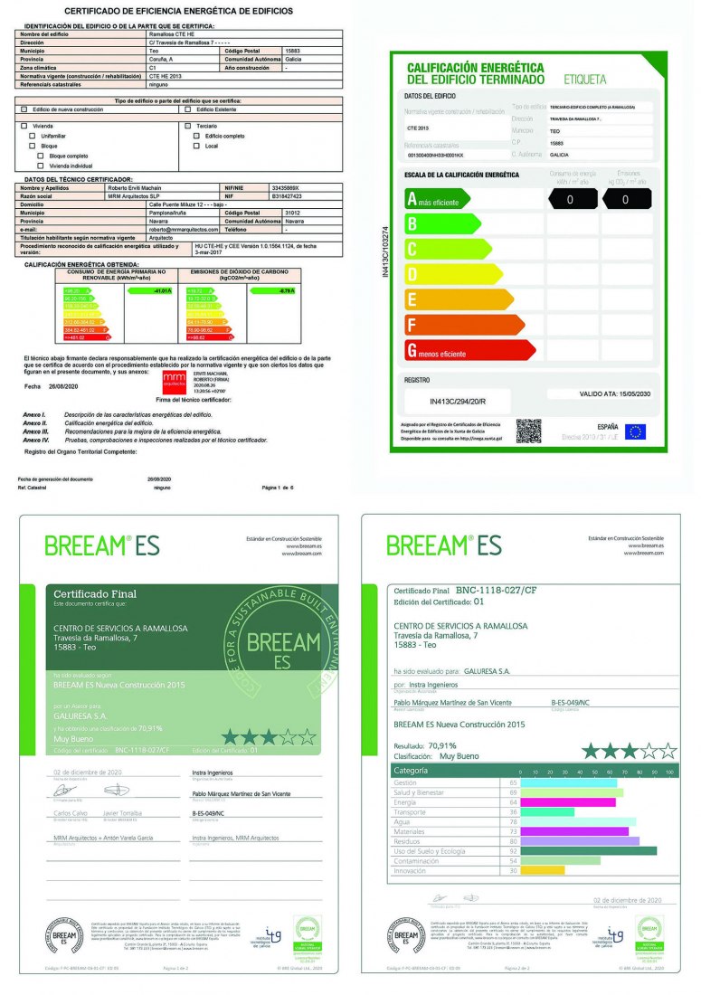Energy certification and BREEAM Certification. "A Ramallosa" Service Center by MRM arquitectos + AVG.