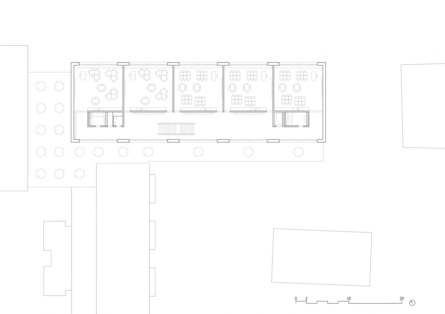 Planta primera. Nueva escuela Meinier por Mue Atelier d'Architecture.