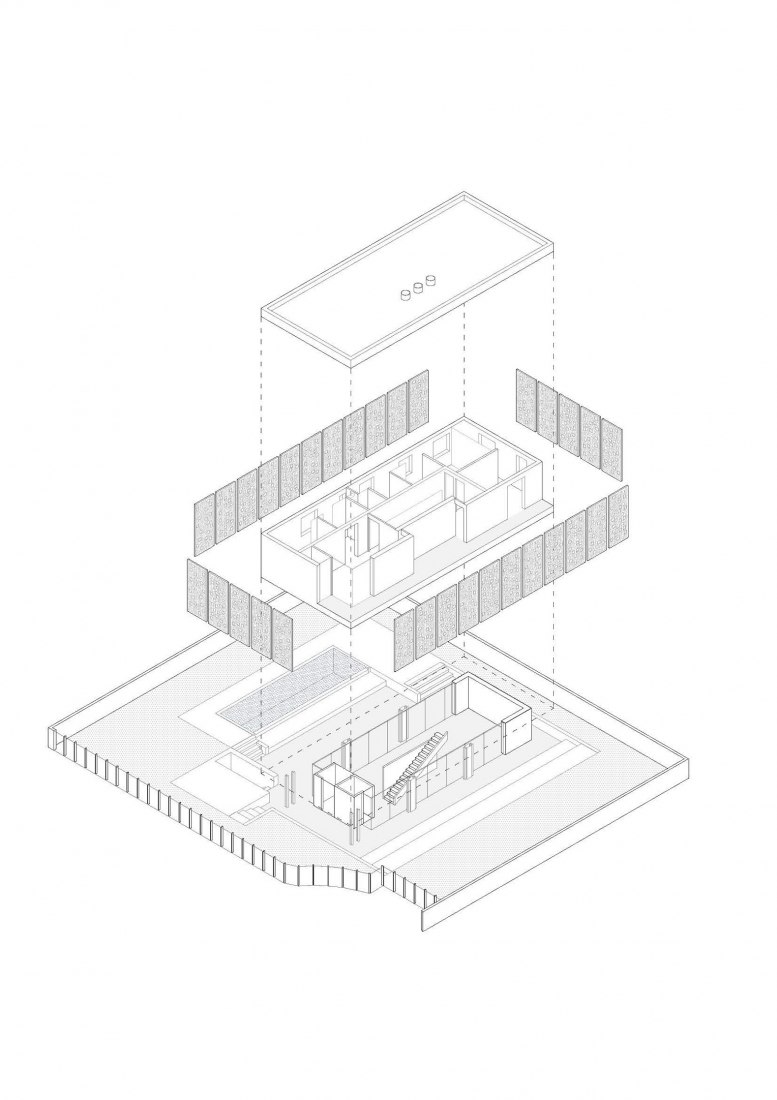 Axonometría. Casa Farol por MUKA arquitectura.