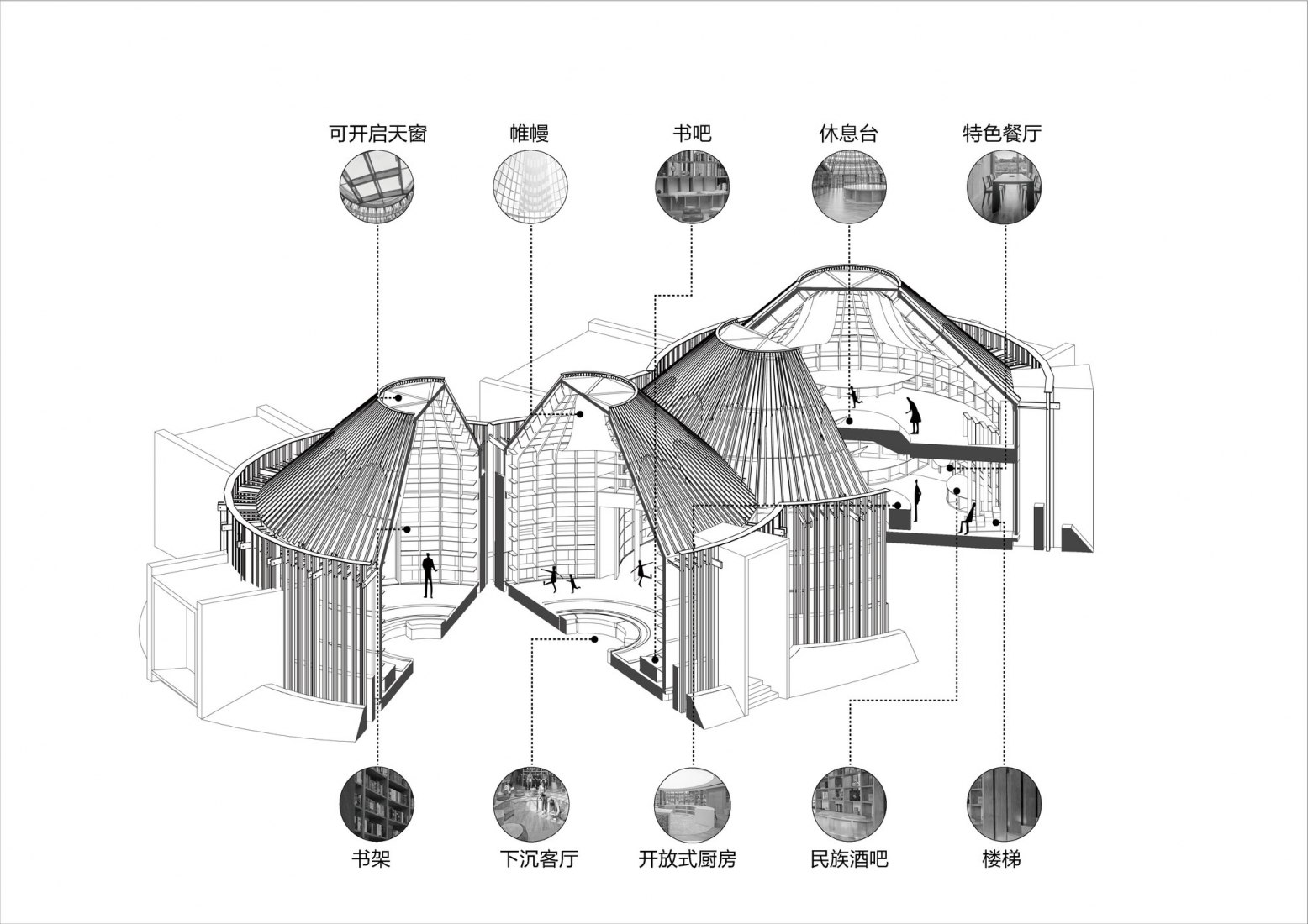 Axonometric. Mulan Weichang Vistor Centre by HDD.