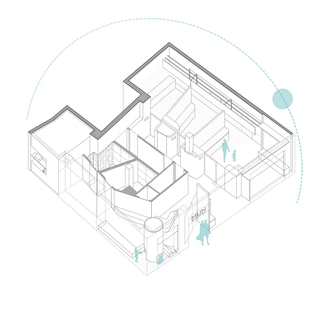 Axonometry. Mun by Cronotopos Arquitectura.