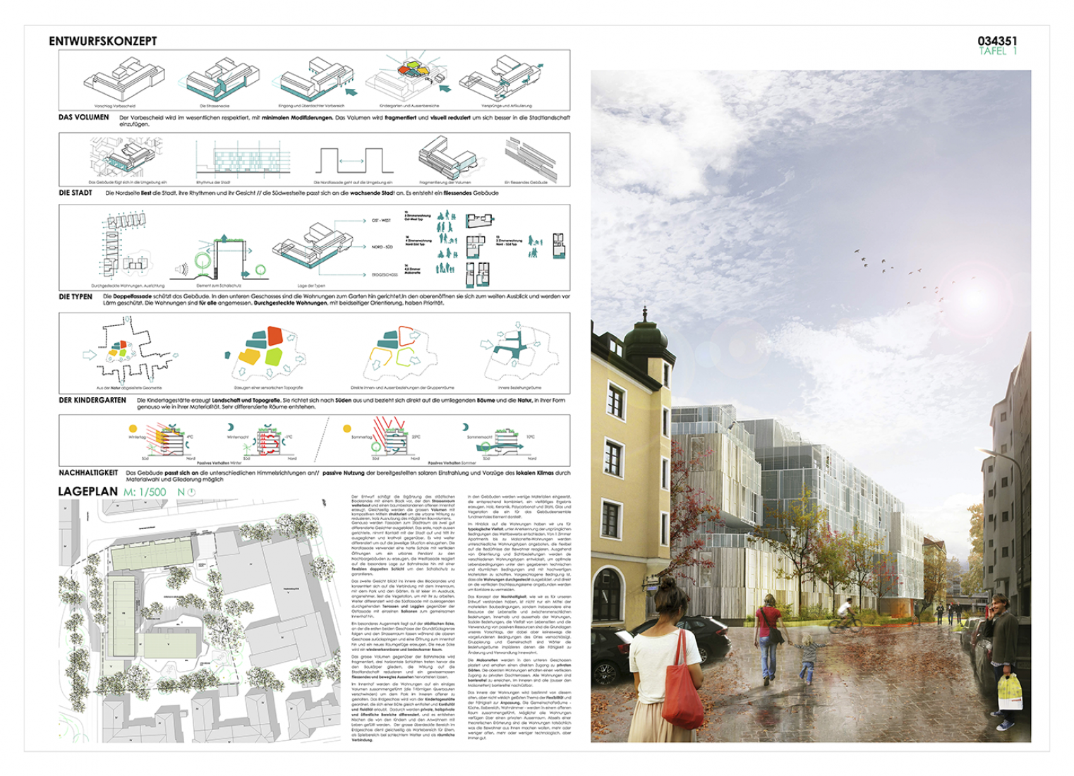 Panel. Concurso Internacional de viviendas en Múnich. 2º Premio. Por Amann-Canovas-Maruri Arquitectos