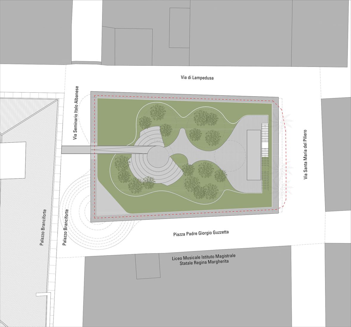 Top Floor Plan. Museo Giardino Santa Rosalia by Mario Cucinella Architects.