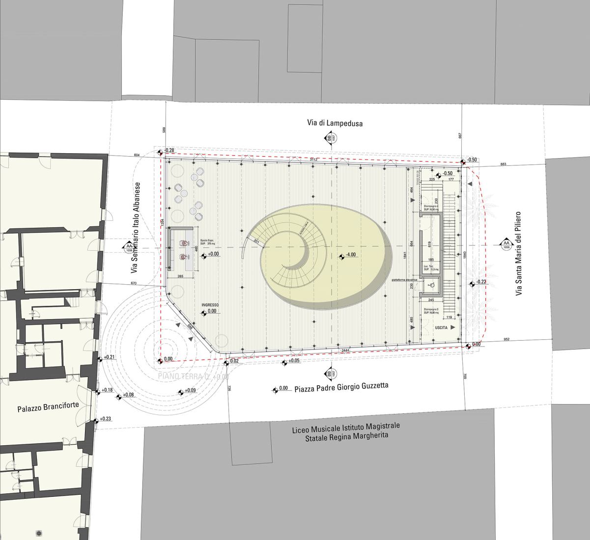 Ground Floor Plan. Museo Giardino Santa Rosalia by Mario Cucinella Architects.