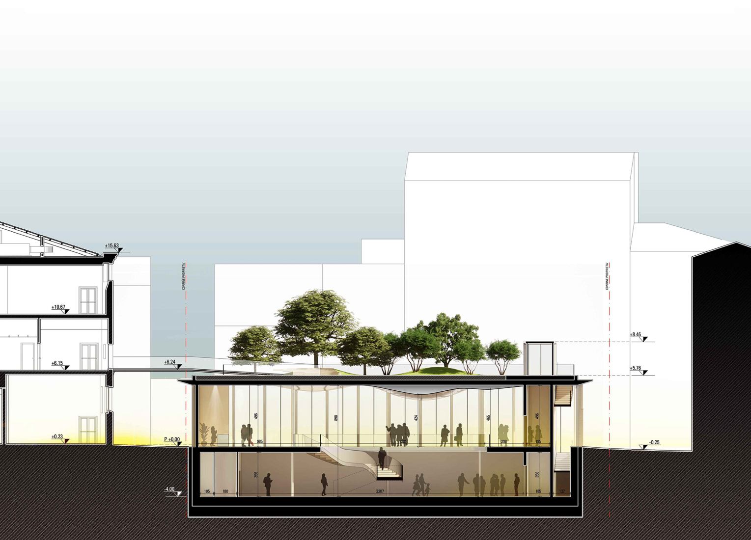 Section. Museo Giardino Santa Rosalia by Mario Cucinella Architects.