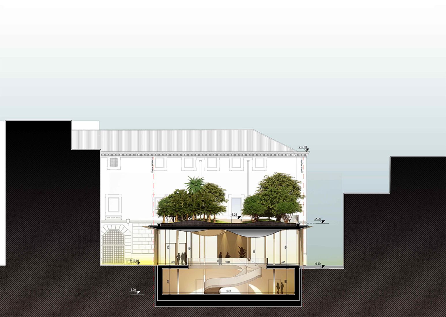 Section. Museo Giardino Santa Rosalia by Mario Cucinella Architects.