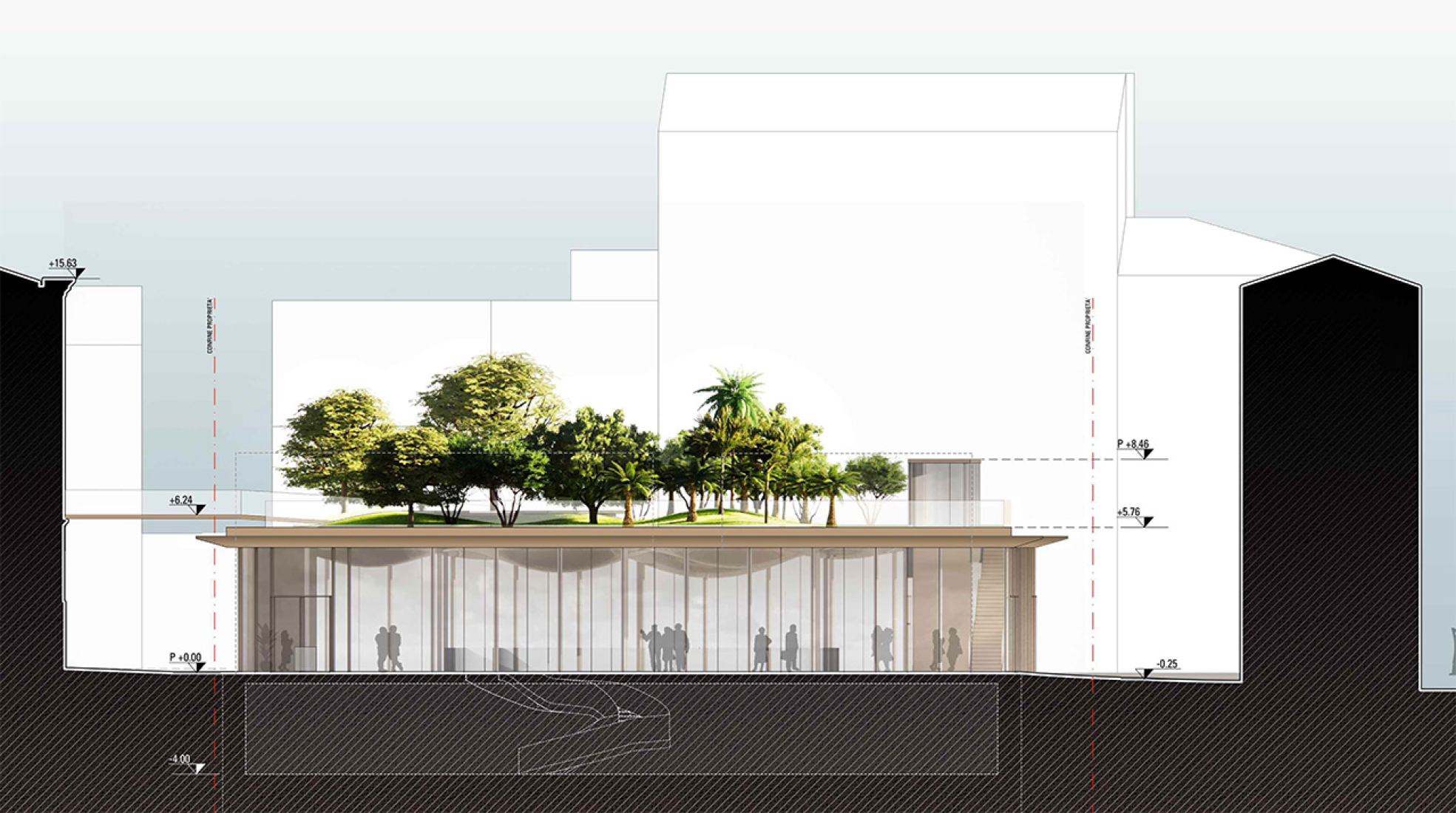 Section. Museo Giardino Santa Rosalia by Mario Cucinella Architects.