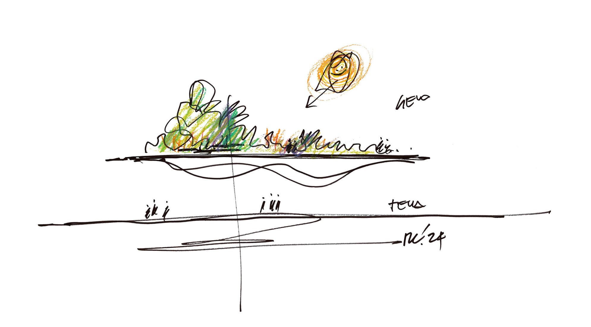 Sketch. Museo Giardino Santa Rosalia by Mario Cucinella Architects.