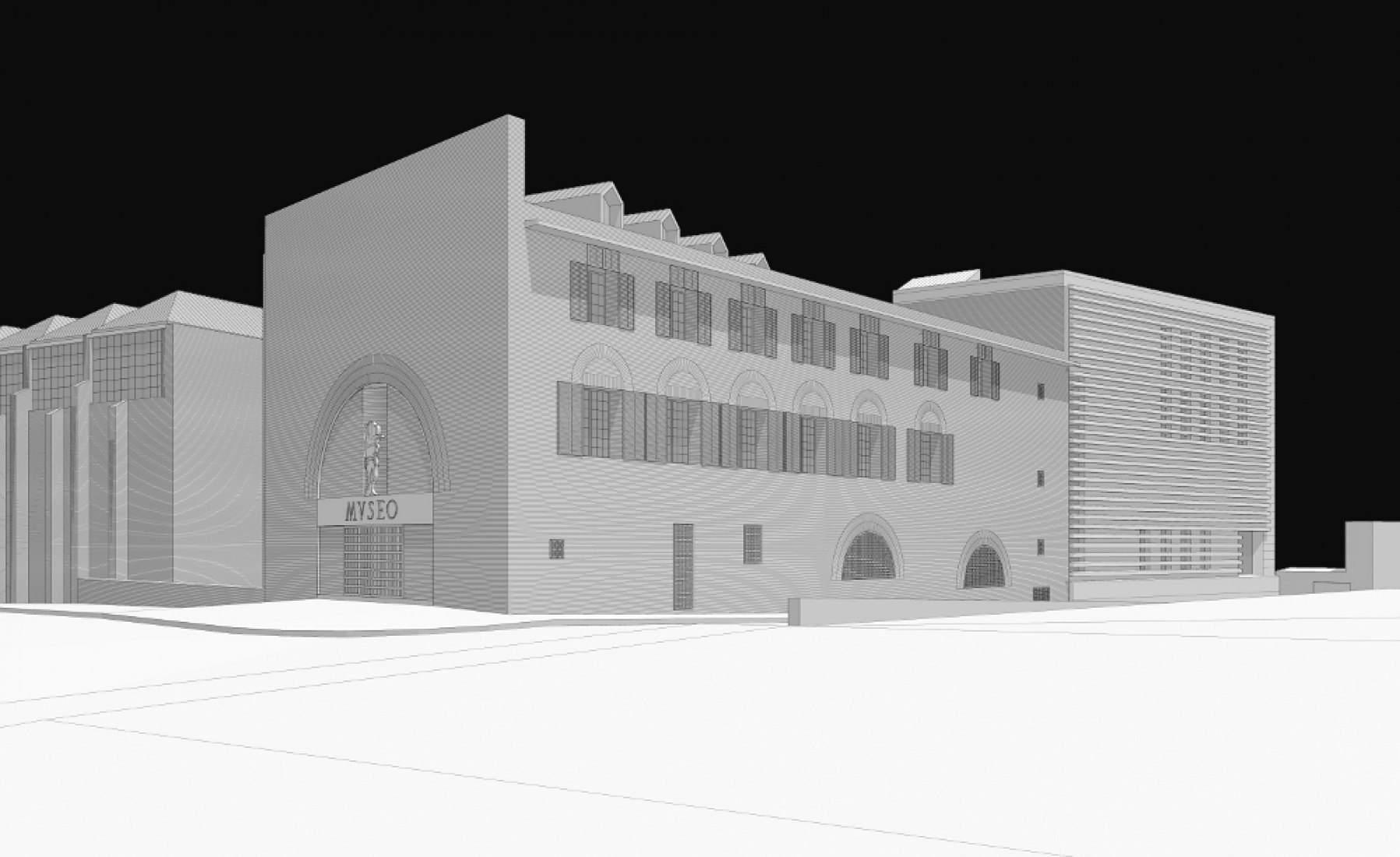 Visualización exterior. Ampliación del Museo Nacional de Arte Romano de Mérida por Rafael Moneo