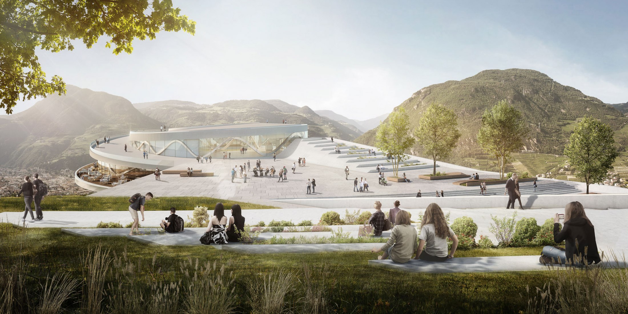 New Museum Quarter on top of the Virgl Mountain. Image courtesy of Snøhetta y moka-studio.