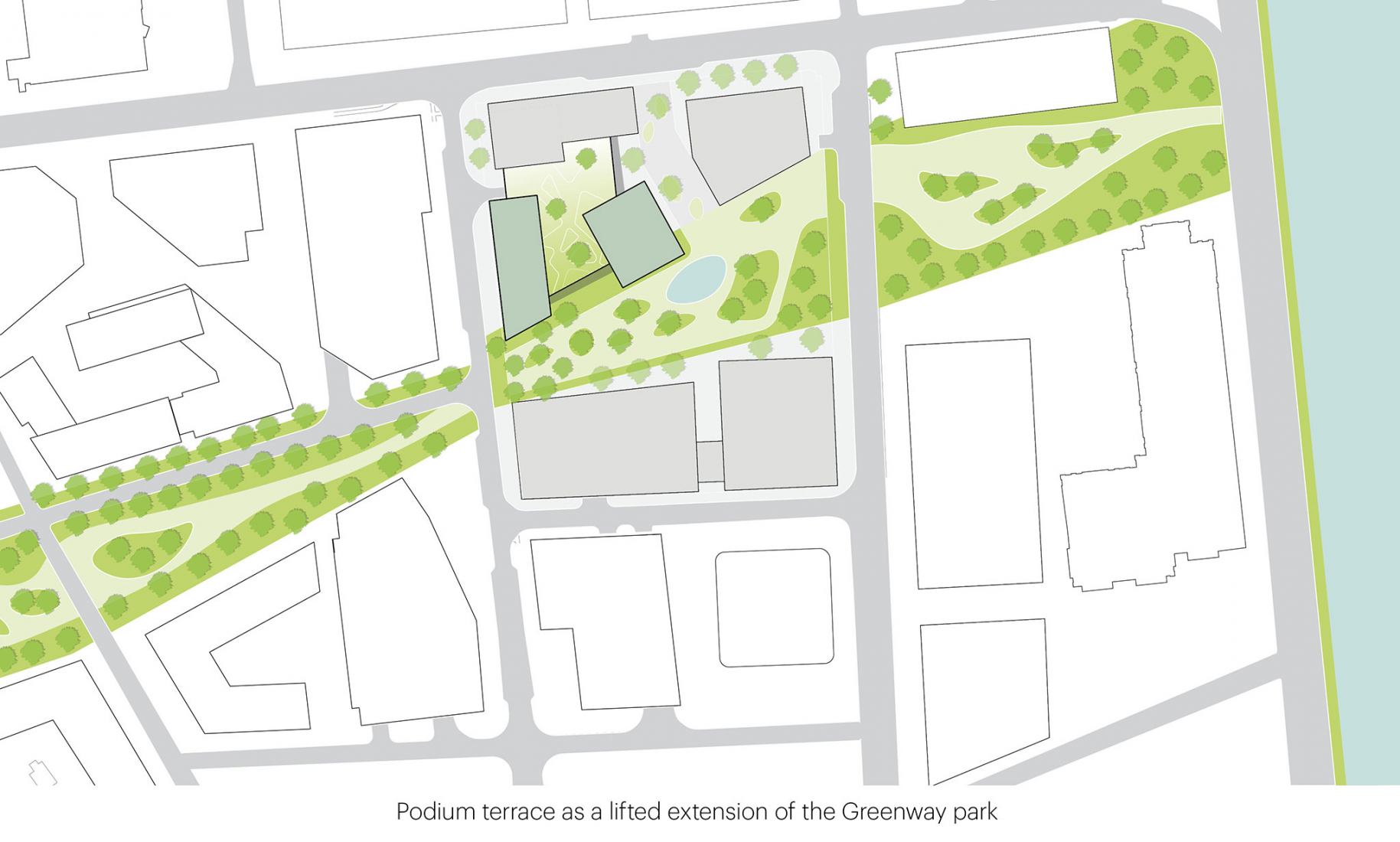 Master plan, rendering. Enterprise Research Campus - Residential buildings 3 & 5 by MVRDV.