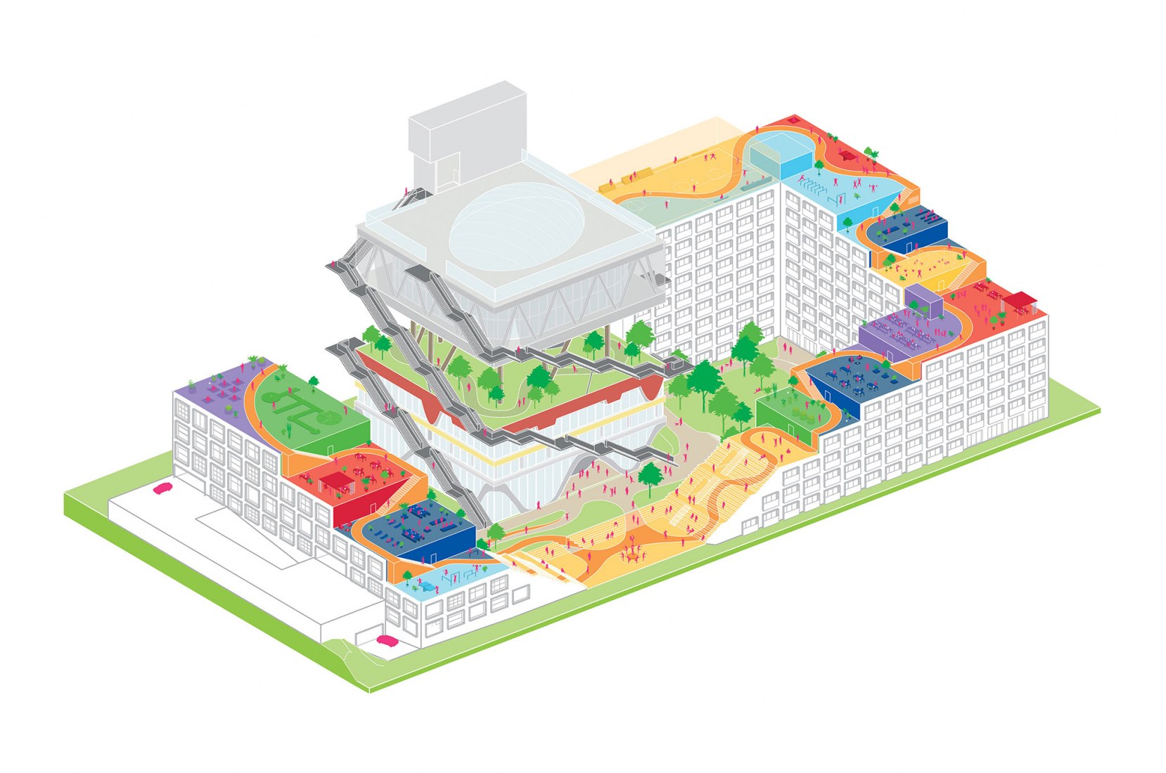 Axonometry. Rendering. Expo Pavilion 2.0 by MVRDV
