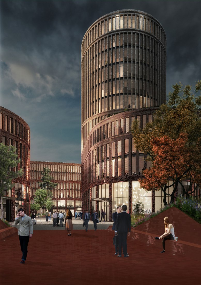 The glazed-brick façade design signals both the past and the city’s future ambition. Image by MVRDV