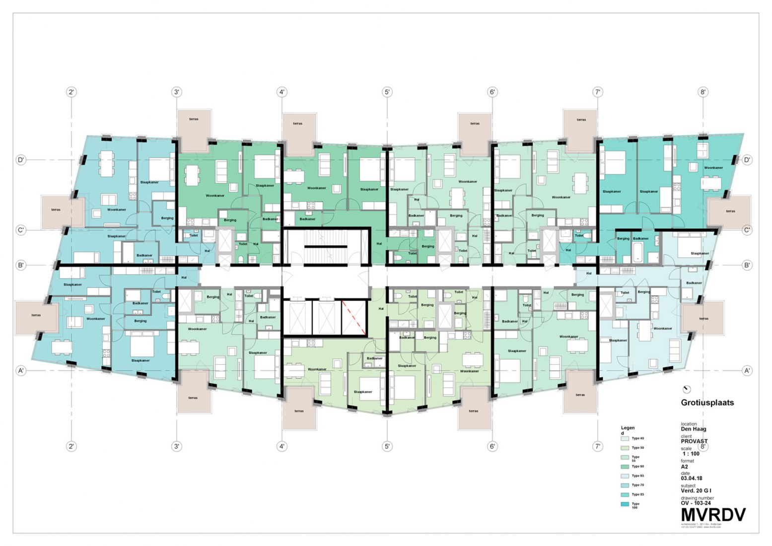 Planta tipo. Torres Grotius por MVRDV. 