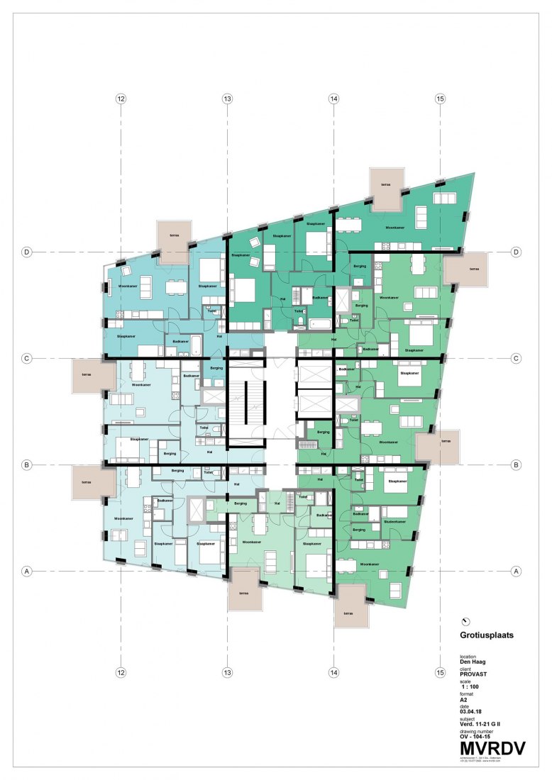 Planta tipo. Torres Grotius por MVRDV. 